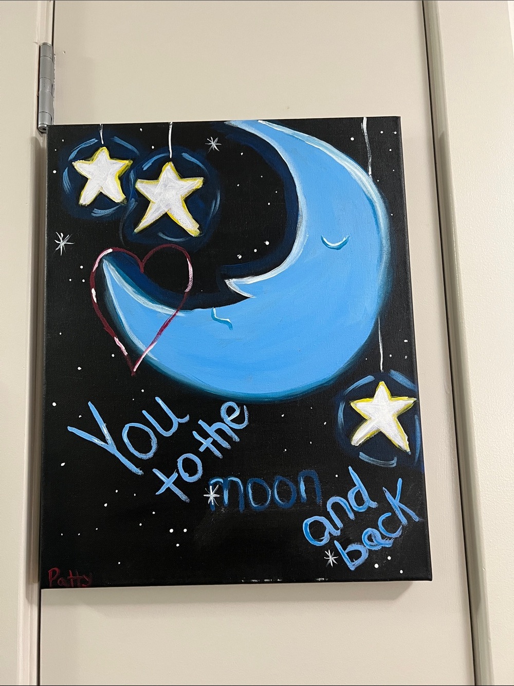 Blue Moon Canvas Wall Art – "Love You to the Moon and Back"